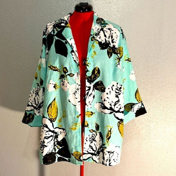 NEW jones New York women’s Linen floral one button light jacket size 1X - Picture 3 of 10